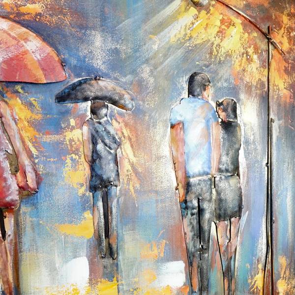 Metallbild 3D REGEN 4 Stahl - 120 x 80 x 5 cm