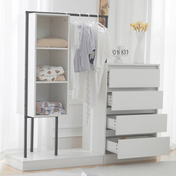 Garderoben-Set Emma Weiß - Holzwerkstoff - 140 x 135 x 38 cm