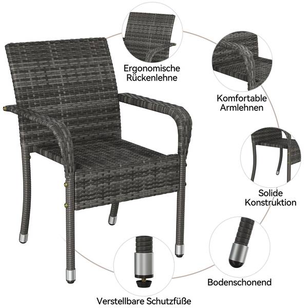 Gartenstuhl ARH29 2er Set Grau