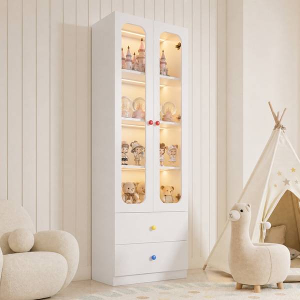 Vitrine DENGLOW39 Ⅵ Weiß - Holzwerkstoff - 60 x 170 x 35 cm