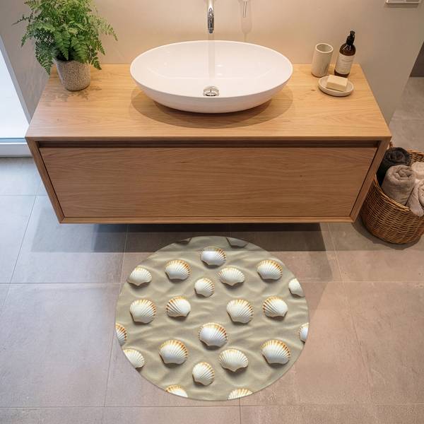 BADEMATTE Muscheln Braun - Microfaser - 70 x 70 x 1 cm