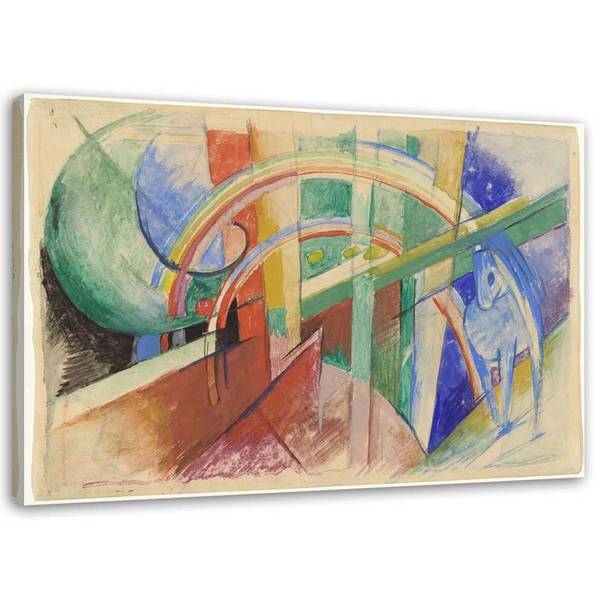 Wandbild pferd und regenbogen – f. marc 90 x 60 cm