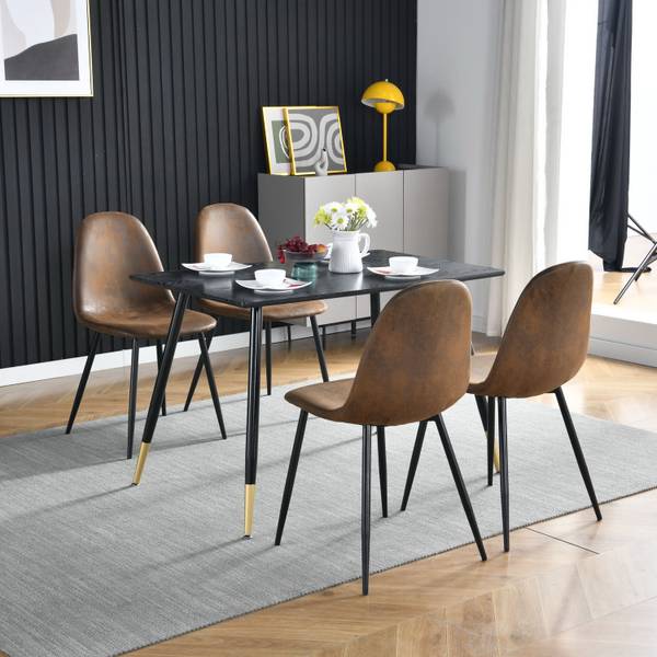 4er-Set Esszimmerstühle Retro Braun - Flachgewebe - 54 x 86 x 45 cm