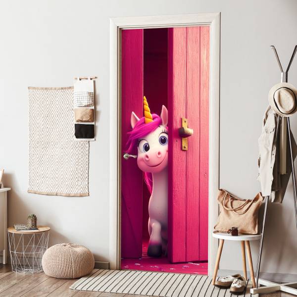 FOTOTAPETE TÜR Einhorn Tür 95 x 235 cm