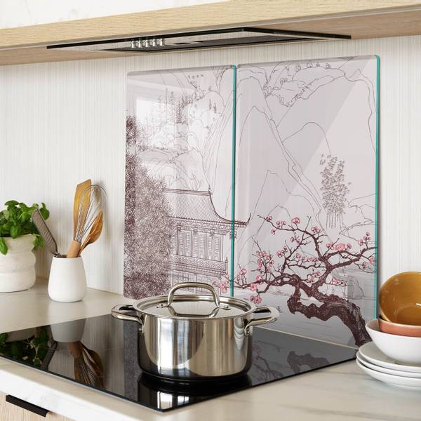 Schneidebrett Panda 2er Set Braun - Glas - 52 x 1 x 30 cm