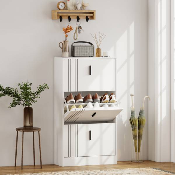 Schuhschrank 837-416V90WT Weiß - Aluminium - 24 x 117 x 63 cm