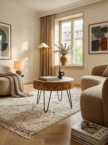 Couchtisch ARACENA mit Schublade Braun - Sheesham - 60 x 44 x 60 cm