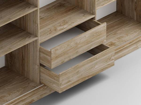Kleiderschrank LEOVIA Braun - Weiß - Holz teilmassiv - 250 x 215 x 61 cm