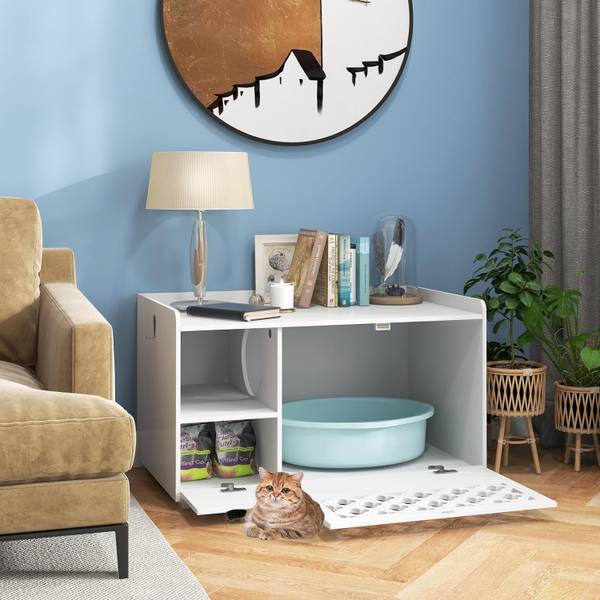 Katzenschrank PV10097WH Weiß - Holzwerkstoff - 49 x 52 x 90 cm