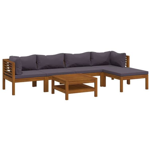 Salon de jardin 3011497-12 lot de 6 Gris - Polyester - Acacia - 65 x 35 x 65 cm