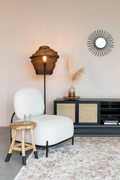 Beistelltisch LI Schwarz - Massivholz - 38 x 55 x 150 cm