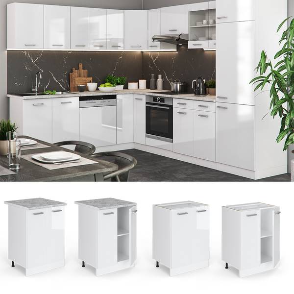 Küchenunterschrank R-Line 45535 Hochglanz Weiß - Weiß