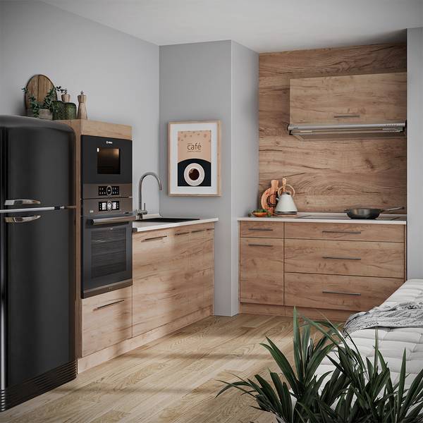Küchenzeile Fame-Line 63897 Braun - Stahl - 340 x 154 x 60 cm