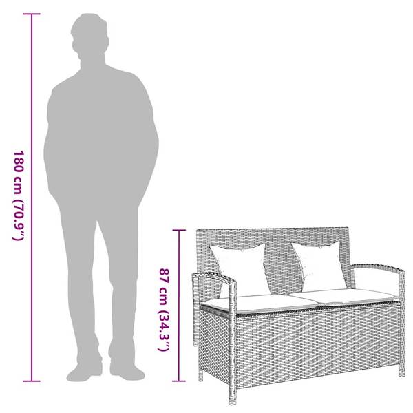 Tuinbank Tuinopbergbank 3044405 zwart - wit - staal - 111 x 87 x 56 cm