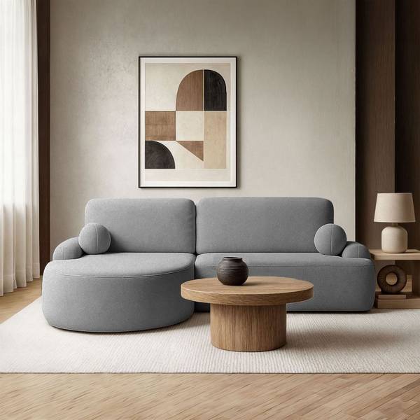 Rundes Ecksofa CLEO  mit Schlaffunktion Grau - Polyester - 264 x 89 x 172 cm