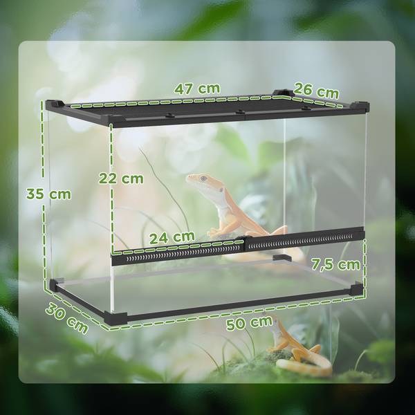 Terrarium D40-052V03BK Schwarz - Glas - 30 x 35 x 50 cm