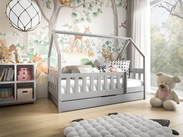 Hausbett BELLA Hellgrau - Tiefe: 168 cm