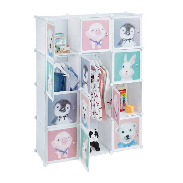 Kinder Steckregal mit 8 Fächern weiß Weiß - Eisen - 109 x 145 x 37 cm