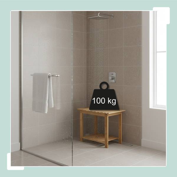 Badhocker aus Bambus mit Ablage Braun - Holzverbundwerkstoff - 53 x 42 x 33 cm