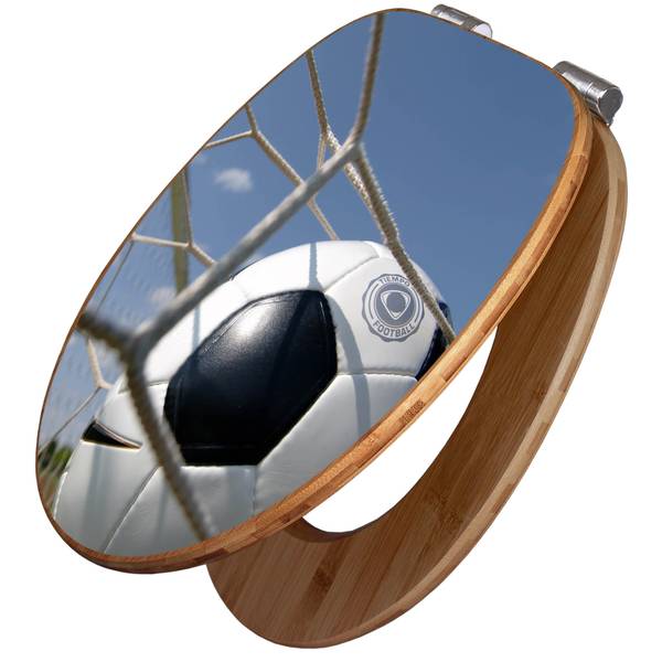 WC-Sitz mit Absenkautomatik Fußball Blau - Bambus - Holzwerkstoff - 38 x 5 x 49 cm