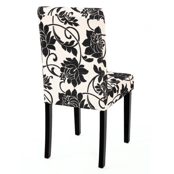 Chaise Littau jacquard lot de 4 Noir - Blanc - Textile - 43 x 90 x 56 cm