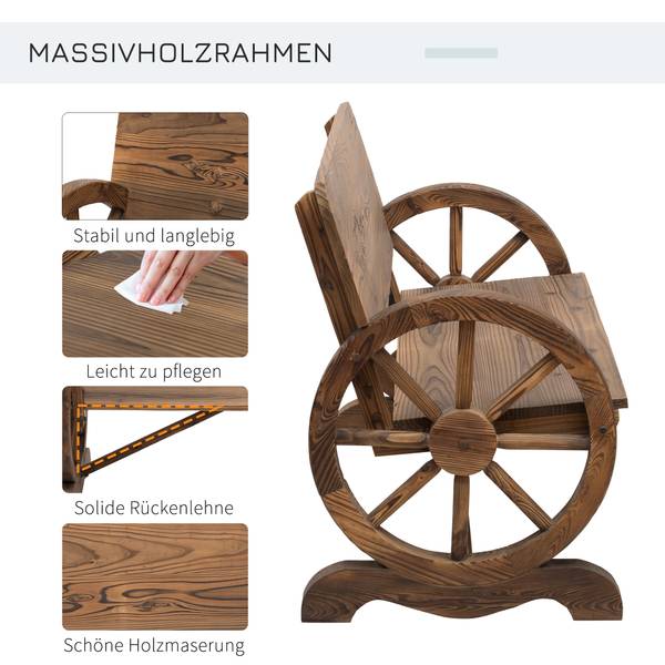 Gartenbank 408 Braun - Massivholz - 114 x 80 x 58 cm