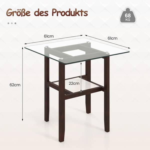 Salontafel TH32947NZNL bruin - glas - 61 x 63 x 61 cm