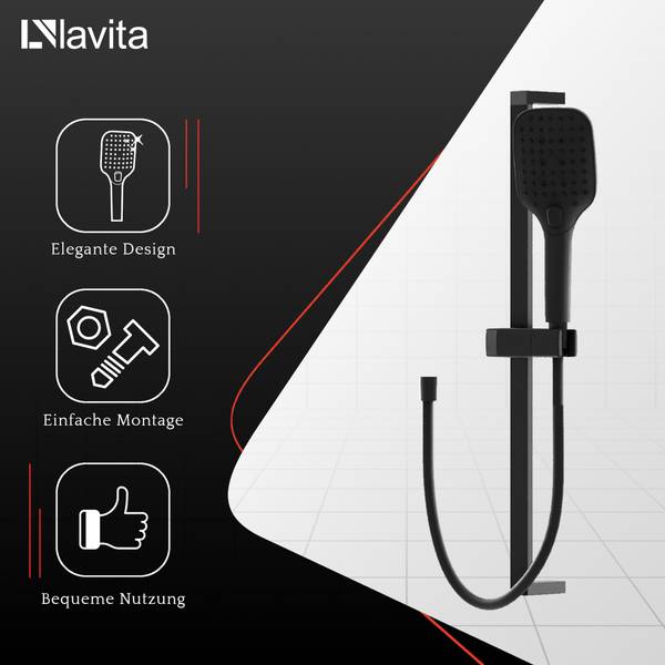 Brausegarnitur CETUS mit Stange Schwarz