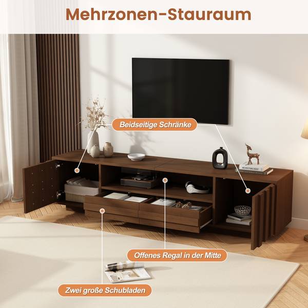 TV-Schrank Philotes Ⅶ Braun - Holzwerkstoff - 180 x 45 x 40 cm