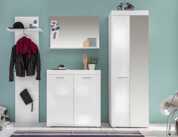 Miroir Amira Blanc - En partie en bois massif - 91 x 60 x 14 cm