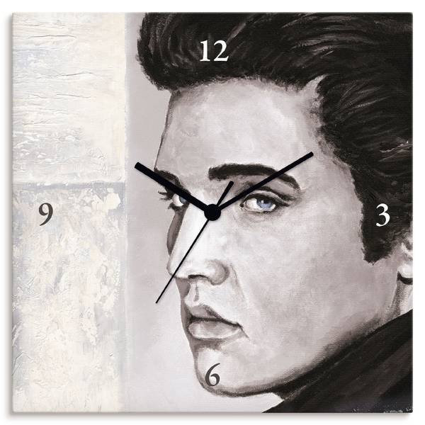 Hollywood Legenden II - Elvis Presley Grau - Holzverbundwerkstoff - 30 x 30 x 2 cm