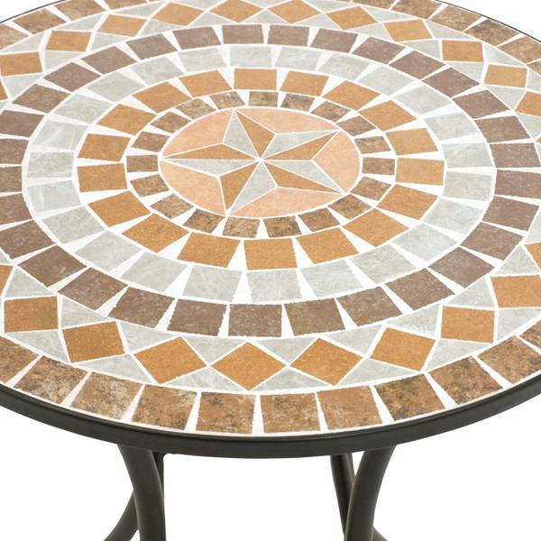 Bistrotisch LUCCA Schwarz - Braun - Weiß - Stahl - Mosaik - 60 x 70 x 60 cm