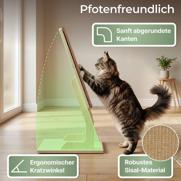 Katzenkratzbrett Caty Beige - Holz teilmassiv - 34 x 6 x 44 cm