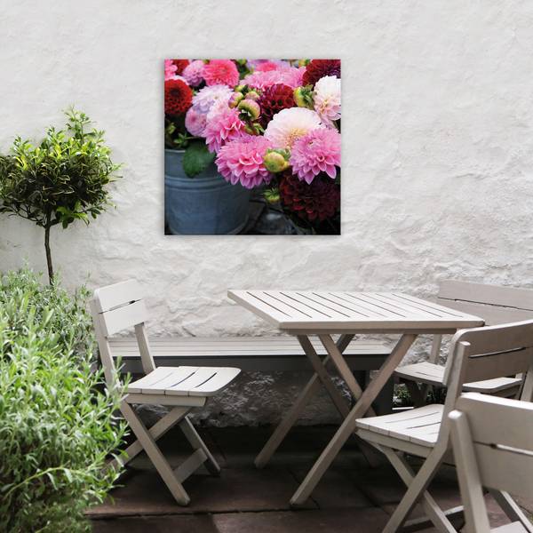 Leinwandbild Dahlia Pink - Baumwollstoff - 50 x 50 x 2 cm
