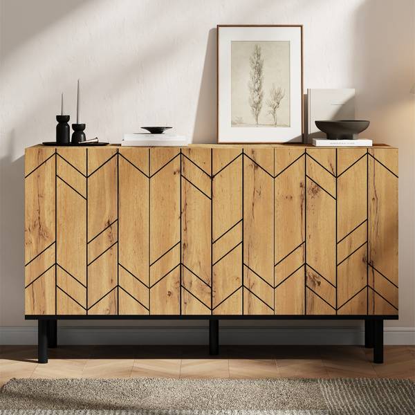 Sideboard Aphrodite Ⅸ Schwarz - Braun - Holzwerkstoff - 35 x 70 x 120 cm