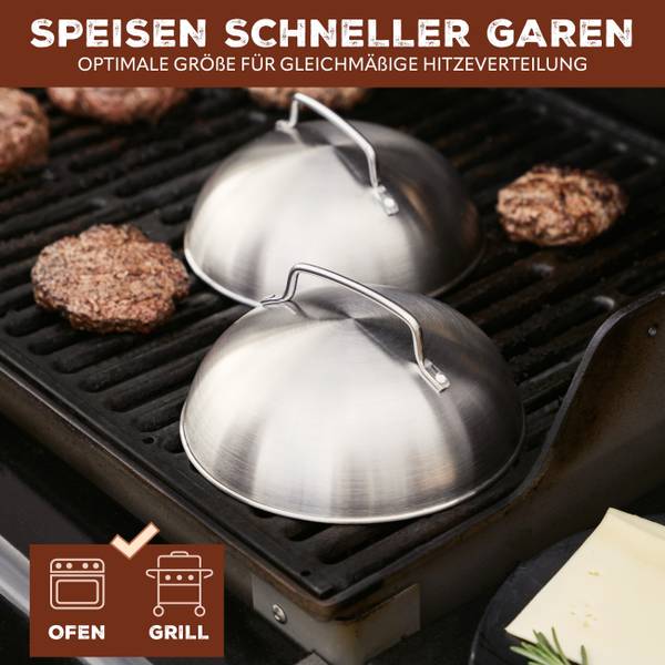 Burgerhaube 14183 2er-Set Silber - Metall - 18 x 9 x 18 cm