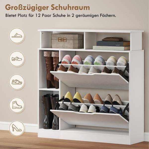Schuhschrank 837-743V90WT Weiß - Holzwerkstoff - 25 x 92 x 89 cm