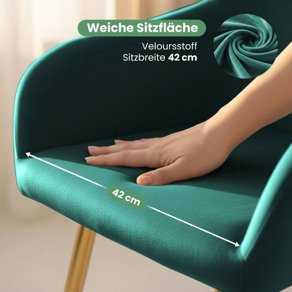 CHAISE ESTELLE Lot de 2 Vert - Doré