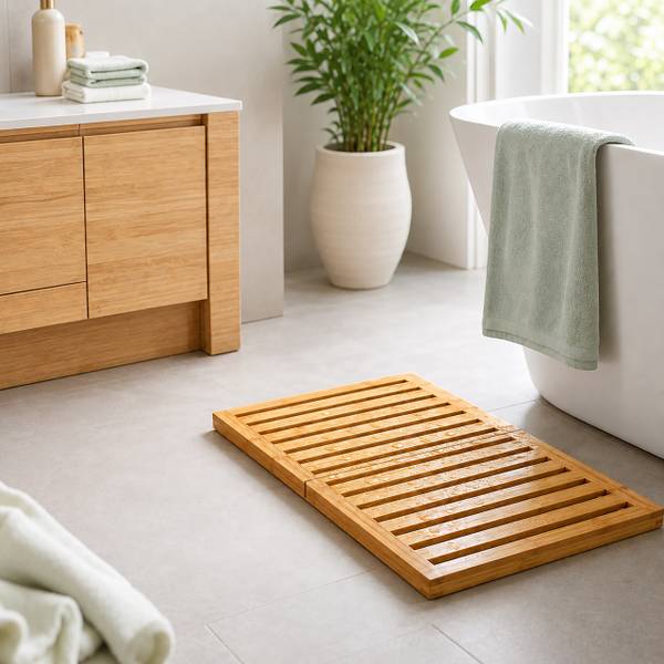 Bambus Badematte Braun - Bambus - 60 x 3 x 39 cm