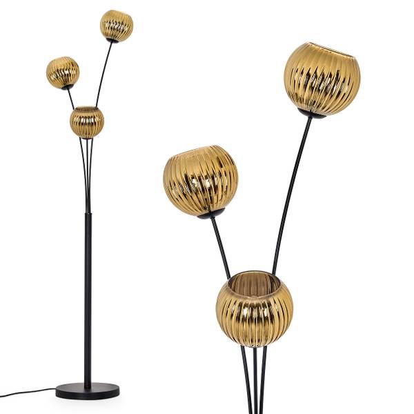 Stehlampe Cesaro Gold - Aluminium - Klarglas - 39 x 170 x 39 cm
