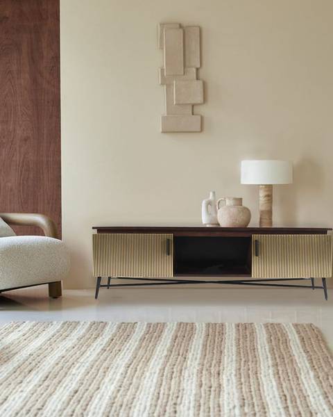 Meuble Tv Moon Doré - Bois massif - 153 x 53 x 145 cm