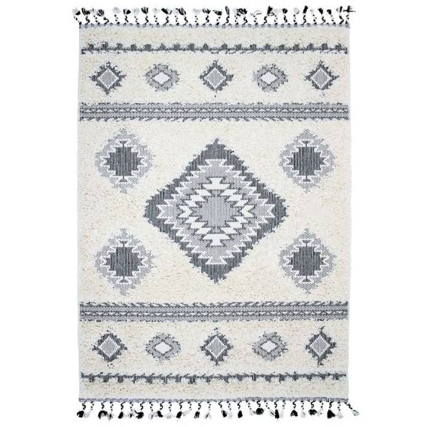 Tapis BERBÈRE TRIBAL LOSANGES Blanc - Textile - 160 x 1 x 230 cm