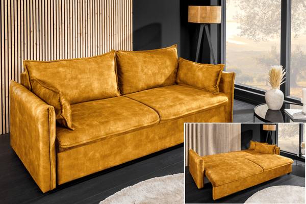 Schlafsofa APARTMENT mit Stauraum Senfgelb