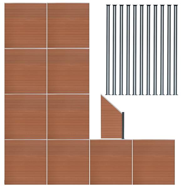 Gartenzaun 40399 22er Set Braun - Holzwerkstoff - 1830 x 185 x 7 cm
