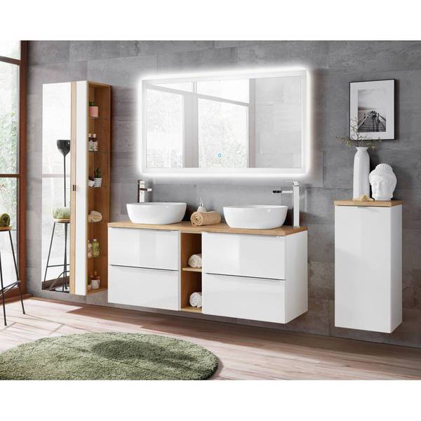Badmöbel-Set TOSKANA-56-545 4er-Set Weiß - Holzwerkstoff - 260 x 190 x 46 cm