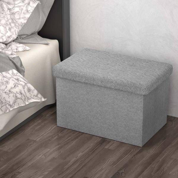 Sitzbank Sitzhocker Sitzwürfel Fußhocker Grau - Textil - 30 x 30 x 49 cm