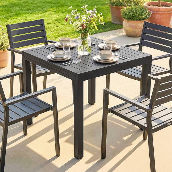 Ausziehbarer Gartentisch 84G-997V00BK Schwarz - Aluminium - 80 x 75 x 160 cm
