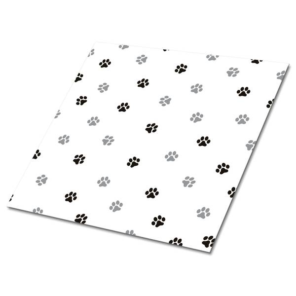 Selbstklebende Fliesen (9 St.) Hundefüße Grau - Polyester PVC - 30 x 30 x 0 cm