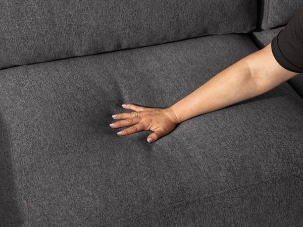Ecksofa Lennon mit Hocker Graphit - Ecke davorstehend rechts