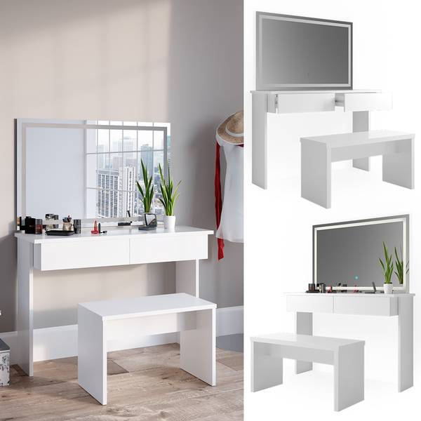 Schminktisch Azur 36905 3er set Weiß - Holzwerkstoff - 120 x 83 x 40 cm